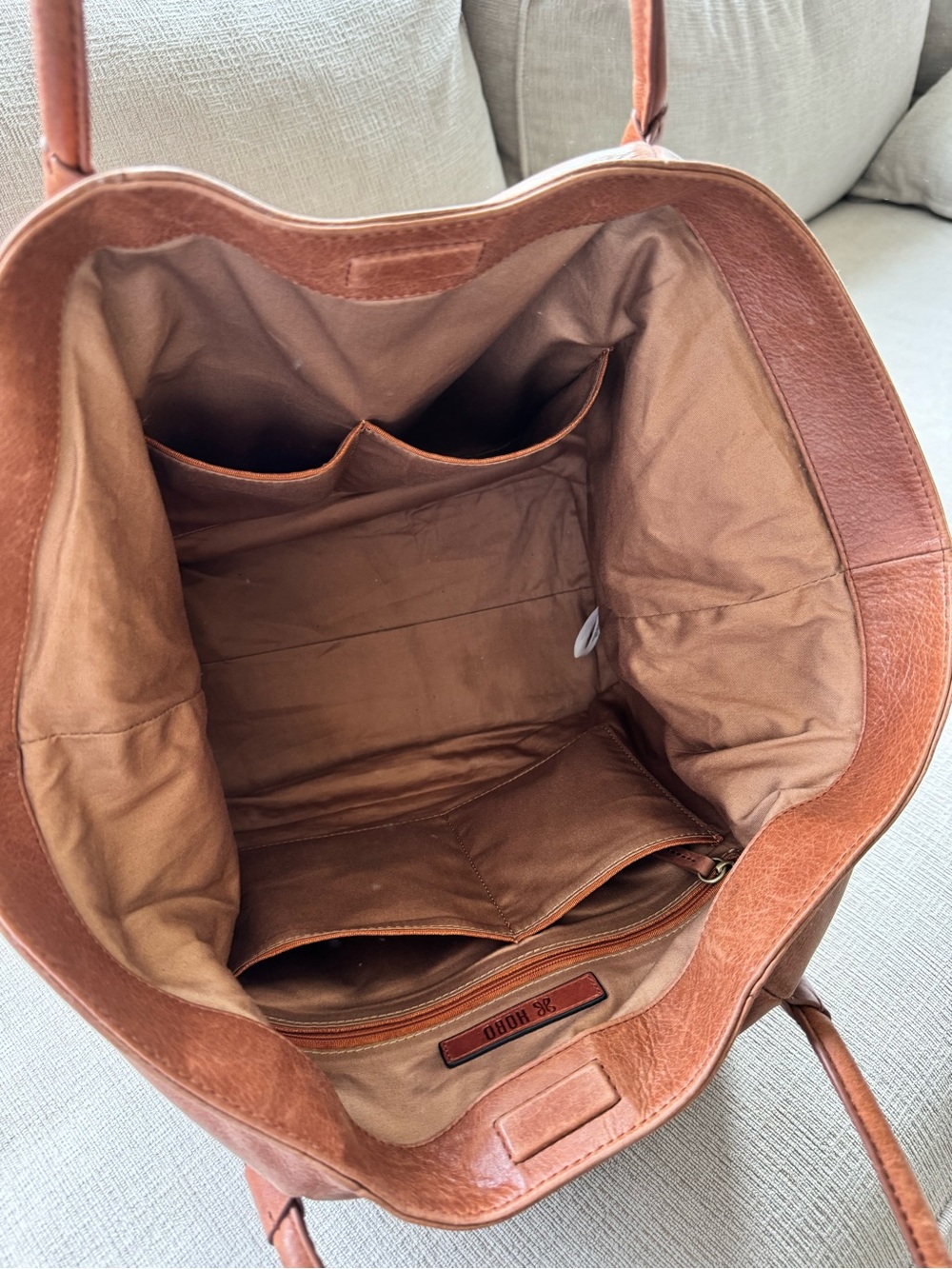 HOBO Phoebe Cognac Leather Tote with Wrapped Strap Detail - Picture 4 of 4
